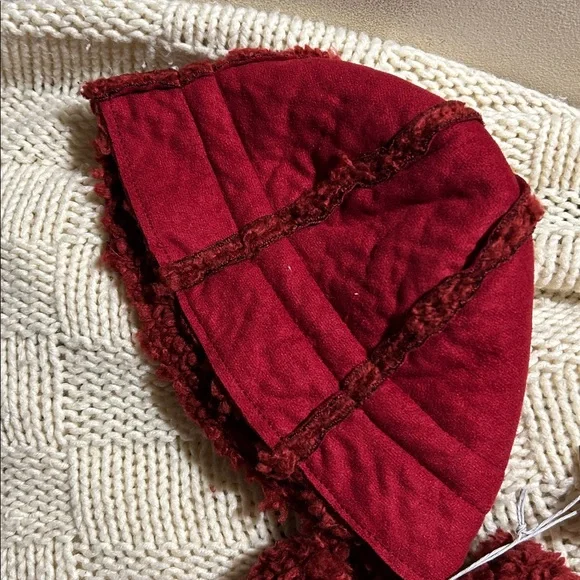 NWT Jean Bourget Cranberry Faux Suede Fleece Lined Girls Coat & Hat Sz 9 mo - Picture 5 of 11